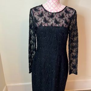 Black lace evening dress size 6-Oleg Cassini